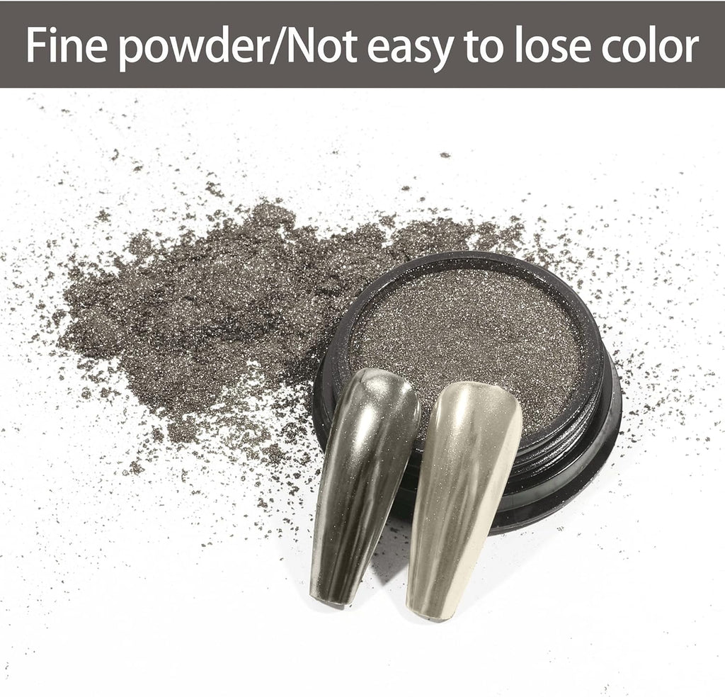 Artdone Chrome Nail Powder, Light Silver Iridescent Aurora Powder Metallic Mirror Effect Pigment Pearlescent Mermaid Pigment Pearl Glitter Dust Kit, Nail Art Decoration, Resin Craft
