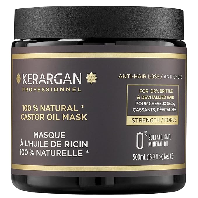 KERARGAN - Anti-Hair Loss Mask with Castor Oil - Intensive Treatment for Dry and Brittle Hair - Enriched with Aloe Vera - 16.9 fl oz