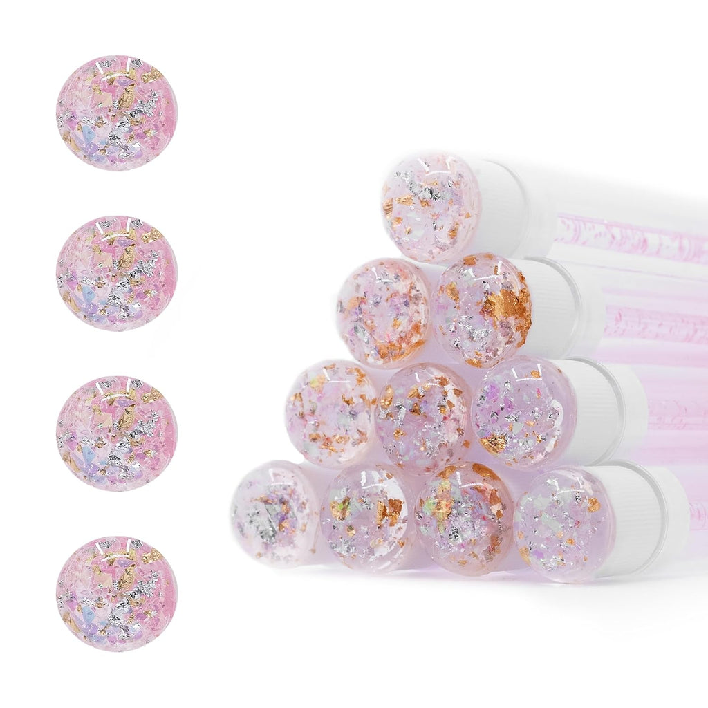 i-Laesh 20Pcs Diamond Foil Gold Pink Disposable Mascara Wands with Tube - Spoolies for Eyelash Extensions, Cleaning & Brow Makeup - Applicator Set