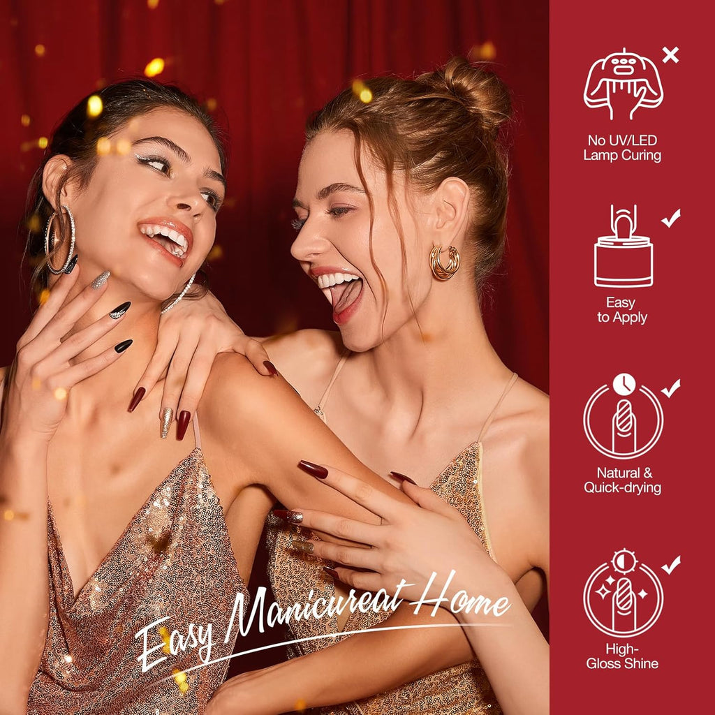 AZUREBEAUTY Dip Powder Nail Kit,4 Colors Red Burgundy Berry Dipping Powder System Liquid Set Recycling Tray with Base & Top Coat Activator for French Nail Art Manicure Salon DIY