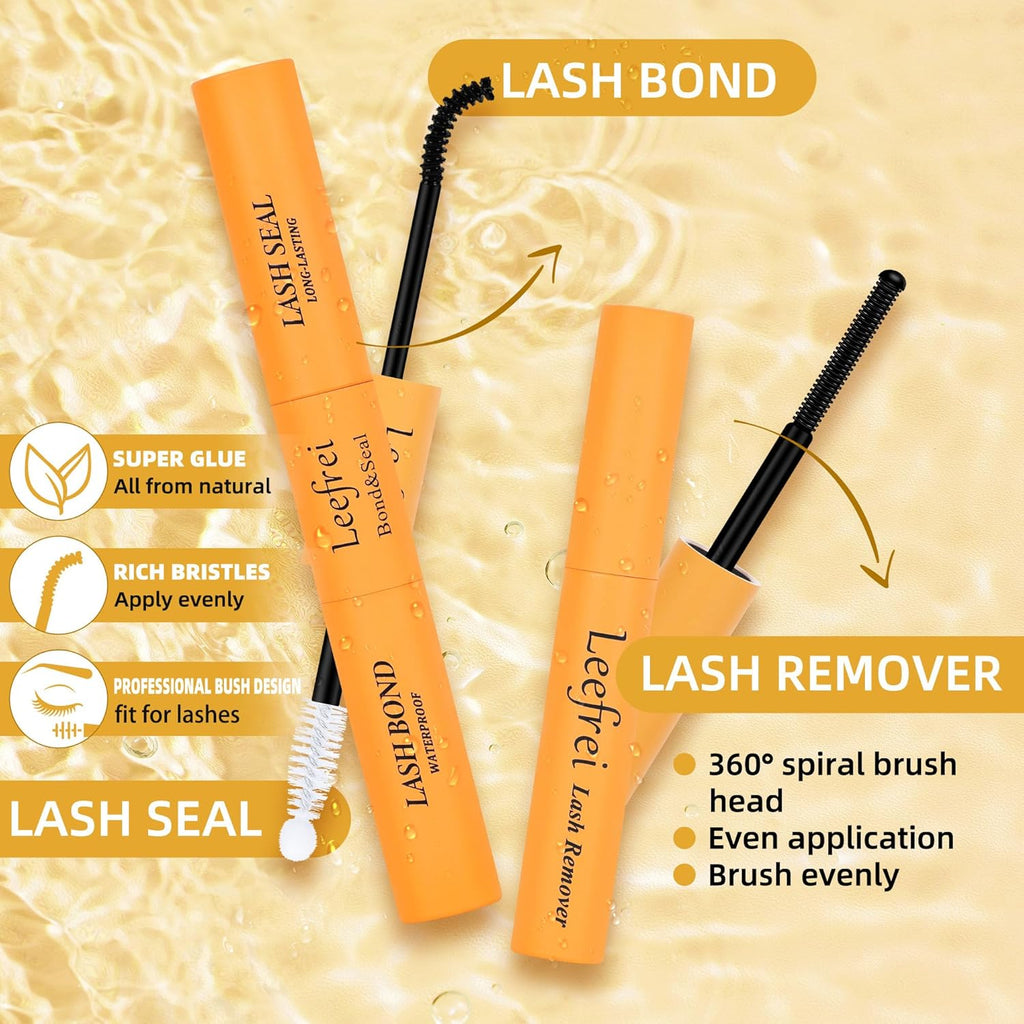 Eyelash Clusters 10-18mm Lash Clusters Wispy Kit D Curl DIY Cluster Lash Extension Kit Individual Lashes Kit With Bond & Seal, Glue Remover, Tweezers(LF04 Lashes Set)