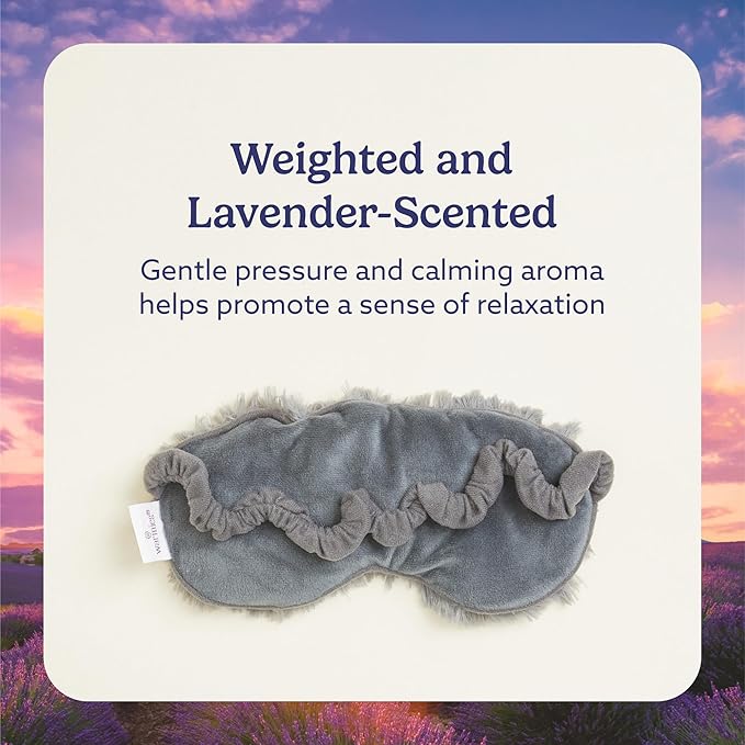 warmies Microwavable Eye Mask for Warmth & Comfort - Heating & Cooling Compress for Calming Relaxation - Weighted & Heated Eye Mask with Scented Lavender for Sleeping - Gray