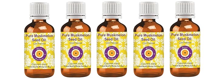 dève herbes Pure Muskmelon Seed Oil (Cucumis melo) Cold Pressed (Pack of Five) 100ml X 5 (16.9 oz)