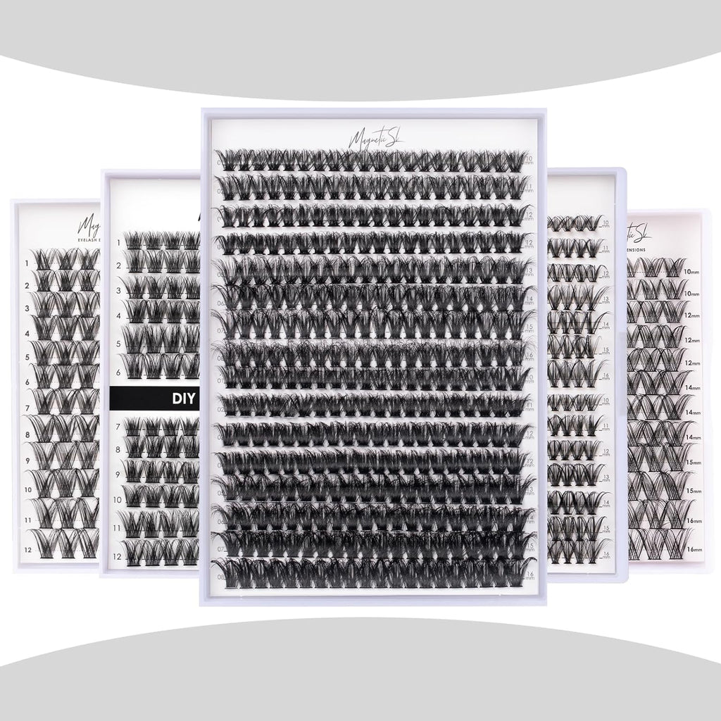 DIY Lash Extensions Kit 320pcs Individual Lashes Clusters 60D 80D D Curl Eyelash Extension Kit with Applicator and Lash Bond&Seal,Clusters Lash Glue Remover For False Eyelash Mix 10-16mm (60D+80D KIT)