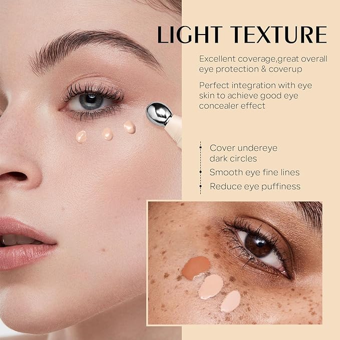 Mineral Sunscreen Eye Cream, 3-in-1 Anti-Aging Sunscreen Under Eye Treatment Cream, SPF 35, Mineral Concealer for Smooth Eyelines Cover Dark Circles, 03