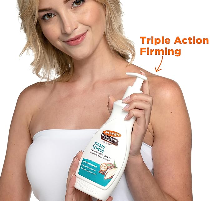 Palmer's Cocoa Butter Formula Skin Firming Body Lotion, Toning & Tightening Cream with Q10, Collagen & Elastin, Pump Bottle, 13.5 Oz.