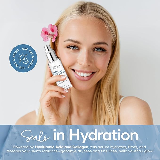 Hyaluronic Acid & Collagen Face Serum - Anti-Aging, Hydrating, Fine Lines, Wrinkles & Acne Scar Treatment - Dermatologist Tested Korean Skincare - Clean Beauty, Cruelty-Free - 1.69 oz