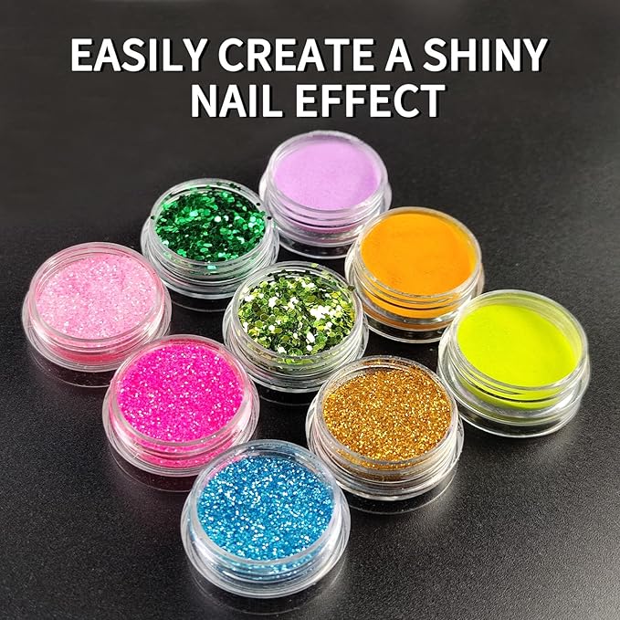 6Pcs Nail Cuticle Oils Nutrition Oil Pen and 18Colour Nail Glitter for Dazzling Nail Art Professional Quality Glitter for Nails