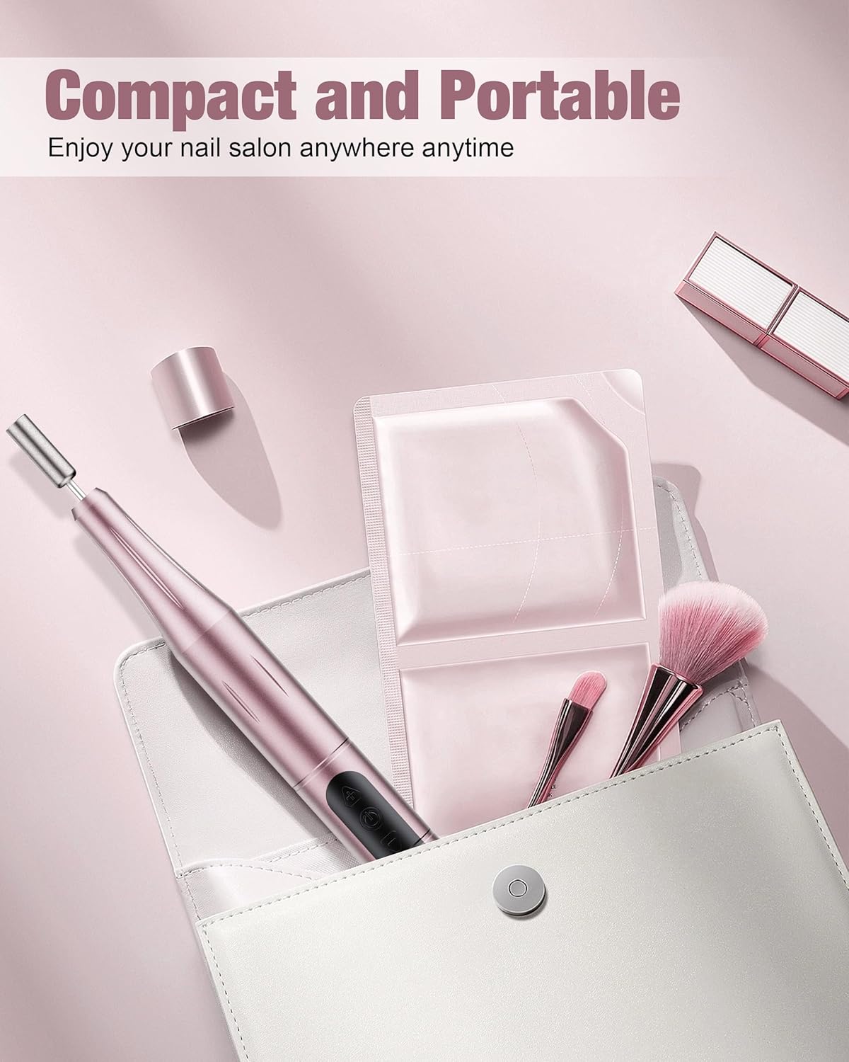 Cordless Nail Drill Electric File: Professional for Acrylic Gel Dip Powder Nails Portable Nail Drill Machine Kit for Manicure Pedicure Nail efile Set Portable Electric Pedicure Kit