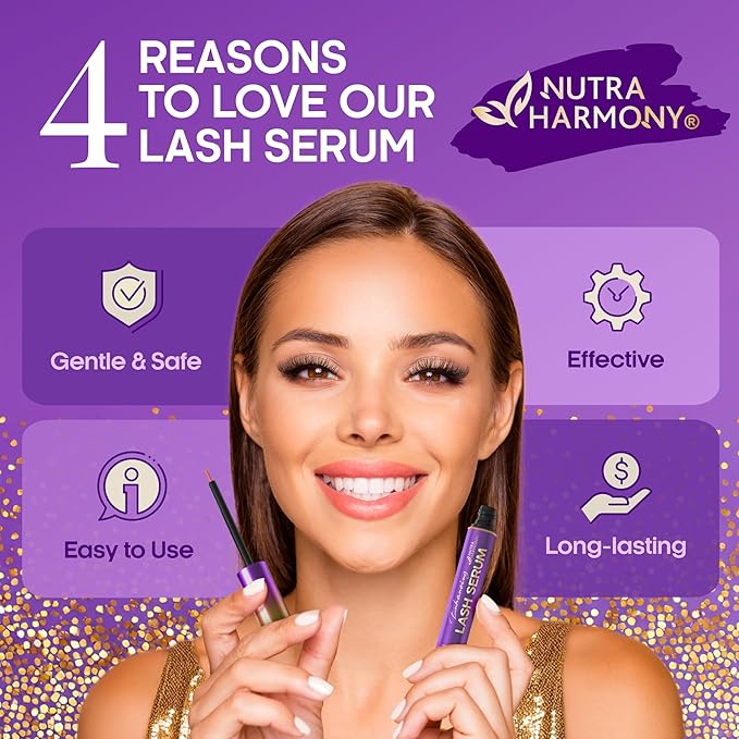 Enhancing Lash Serum for Eyelash Growth with Keratin and Biotin Peptides, Hyaluronic Acid, Creatine for Longer, Fuller, Thicker Lashes, Strength & Nourishment Treatment, Non-Irritating, Vegan, 8ml
