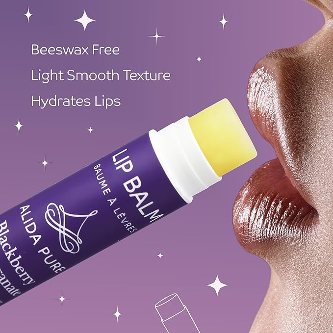 Blackberry Pomegranate Lip Balm Collection, Vegan Lip Balm Set, Beeswax Free, with Avocado Oil, Organic Jojoba Oil, and Vitamin E, Natural Moisturizer for Dry, Chapped Lips, 3 Tube Set