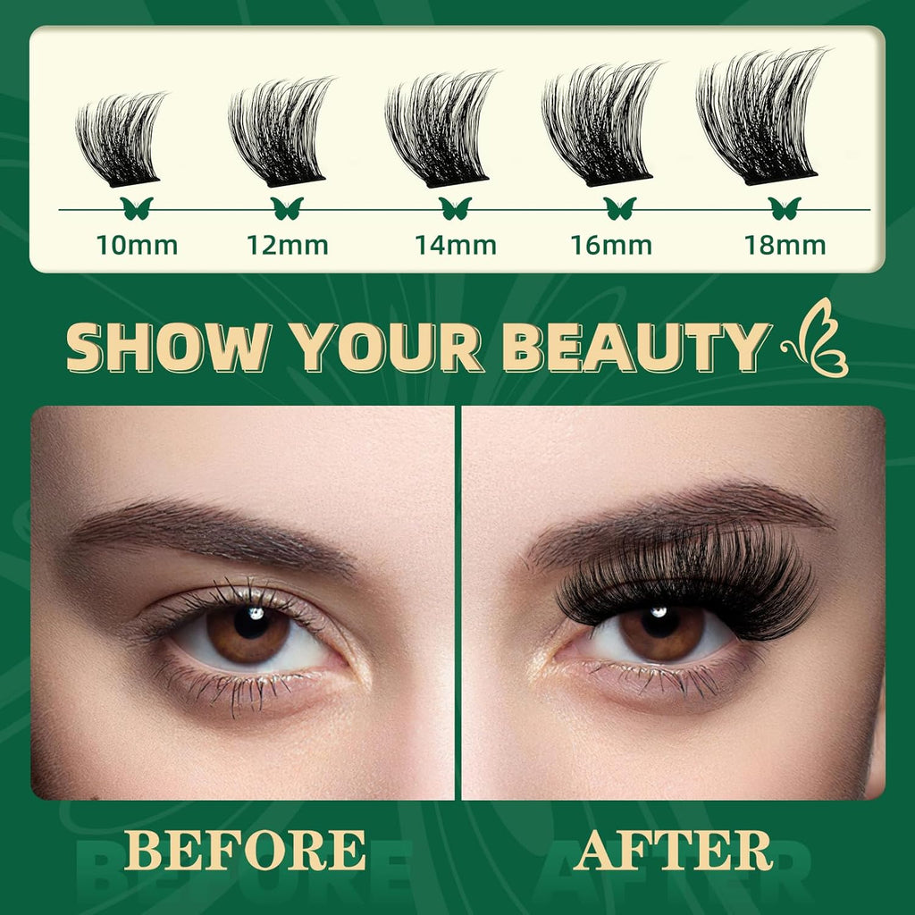 KEYYOU Lash Clusters 120pcs Eyelash Clusters 10-18mix D Curl Cluster Lashes Thick Super Soft Wispy DIY Eyelash Extension at Home(PC03-D-10-18MIX)