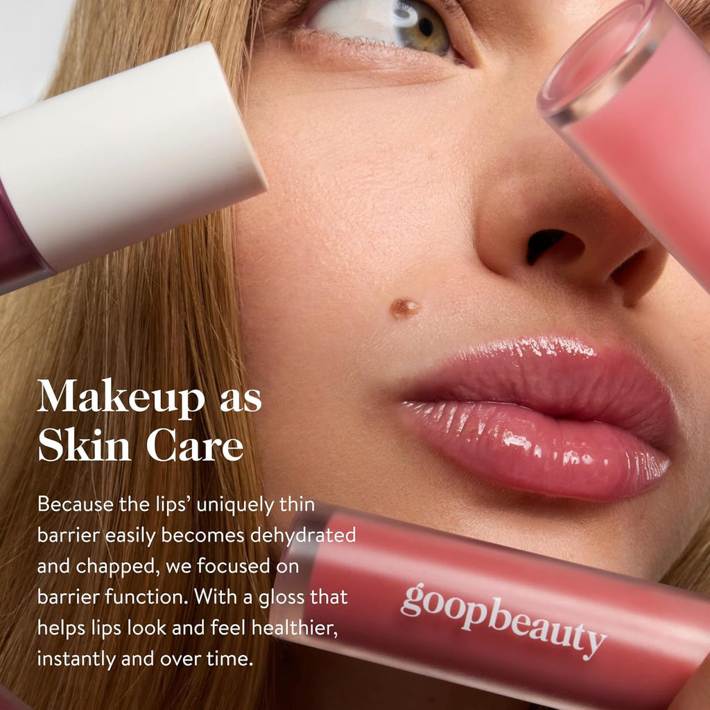 goop Beauty Hydra-Barrier Gel Gloss Set of 3 | Hydrating Lip Gloss to Moisturize & Plump Lips | Hyaluronic Acid & Vitamin E | Glaze, Blossom, and Spice | 0.13 oz each