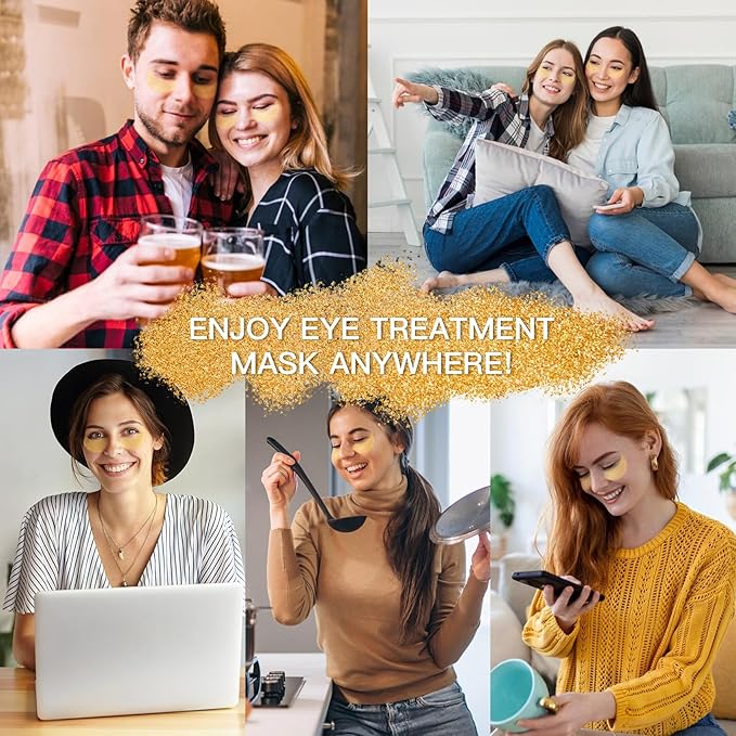 Under Eye Patches (24K Gold, 60PCS) - Under Eye Mask for Puffy Eyes, Fine lines, Dark Circles and Puffiness, Collagen Skin Care Products