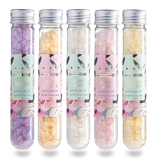 B.C. Beauty Concepts Aromatherapy Bath Salts- Epsom Salts for Soaking, Relaxing Bath Spa Set, Scented in Vanilla Almond, Shea Butter, Sweet Mint, Honey Rose, and Lavender, Sage Floral