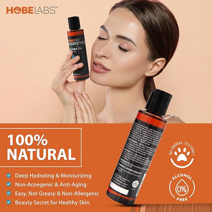 Hobe Labs 100% Pure Jojoba Oil - 4 oz - Moisturizing Body Oil
