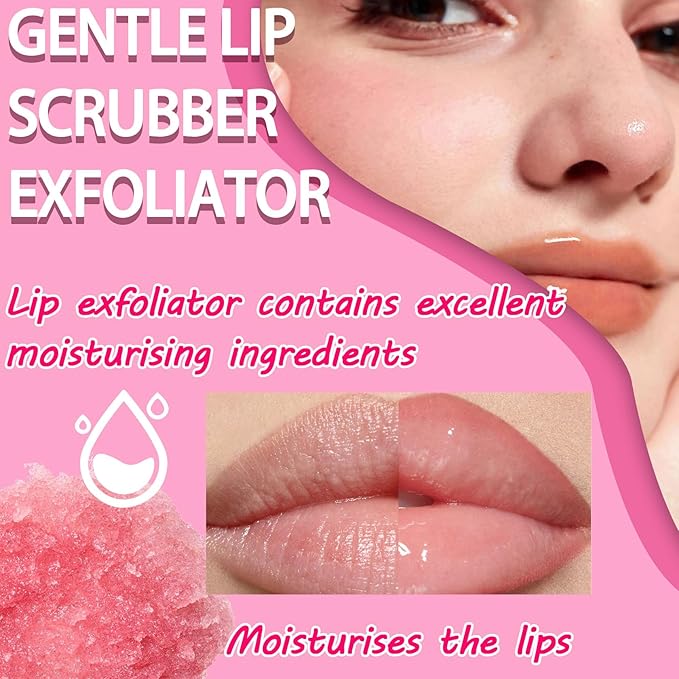 2PCS Lip Scrub Exfoliator,Gentle Lip Scrubber Exfoliator,Lip Exfoliator Scrub for Daily Lip Care,Lip Moisturizer for Nourishing Lip（Peach, Avocado）