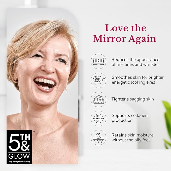 5th & Glow Lumiace Eye Wrinkle Cream for Women, Eye Firming Cream for Sagging Skin and Crows Feet, Under Eye Cream for Puffiness and Bags, Reduces the Appearance of Fine Lines and Wrinkles, 0.5 oz