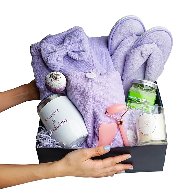 Relaxing Luxury Spa Care Package with Body & Hair Wrap and Matching Flip Flops, Thinking of You Gifts for Women, Birthday Baskets, Get Well Soon Gifts, Her, Sister, Mom, Best Friends
