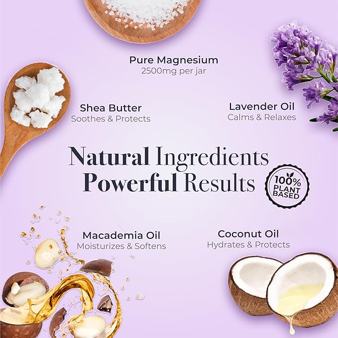 Magnesium Body Lotion [NATURAL & VEGAN] - Topical Magnesium Chloride Cream Lotion Support for Sleep, Bone, Heart & Muscle Health - Lavender - Made in UK & Safe for Kids