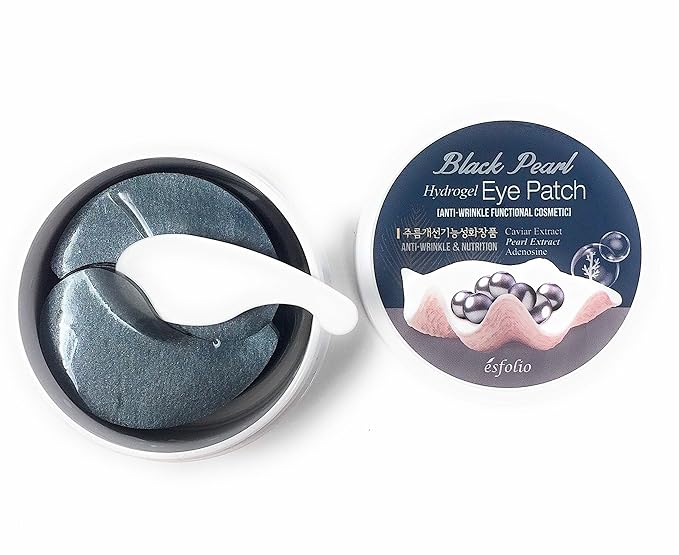 esfolio Black Pearl Extract Hydrogel Eye Patch – Hydrating Under-Eye Mask for Dark Circles, Puffiness, Wrinkles, Korean Skincare with Collagen & Hyaluronic Acid for Firming & Soothing 60 Pcs