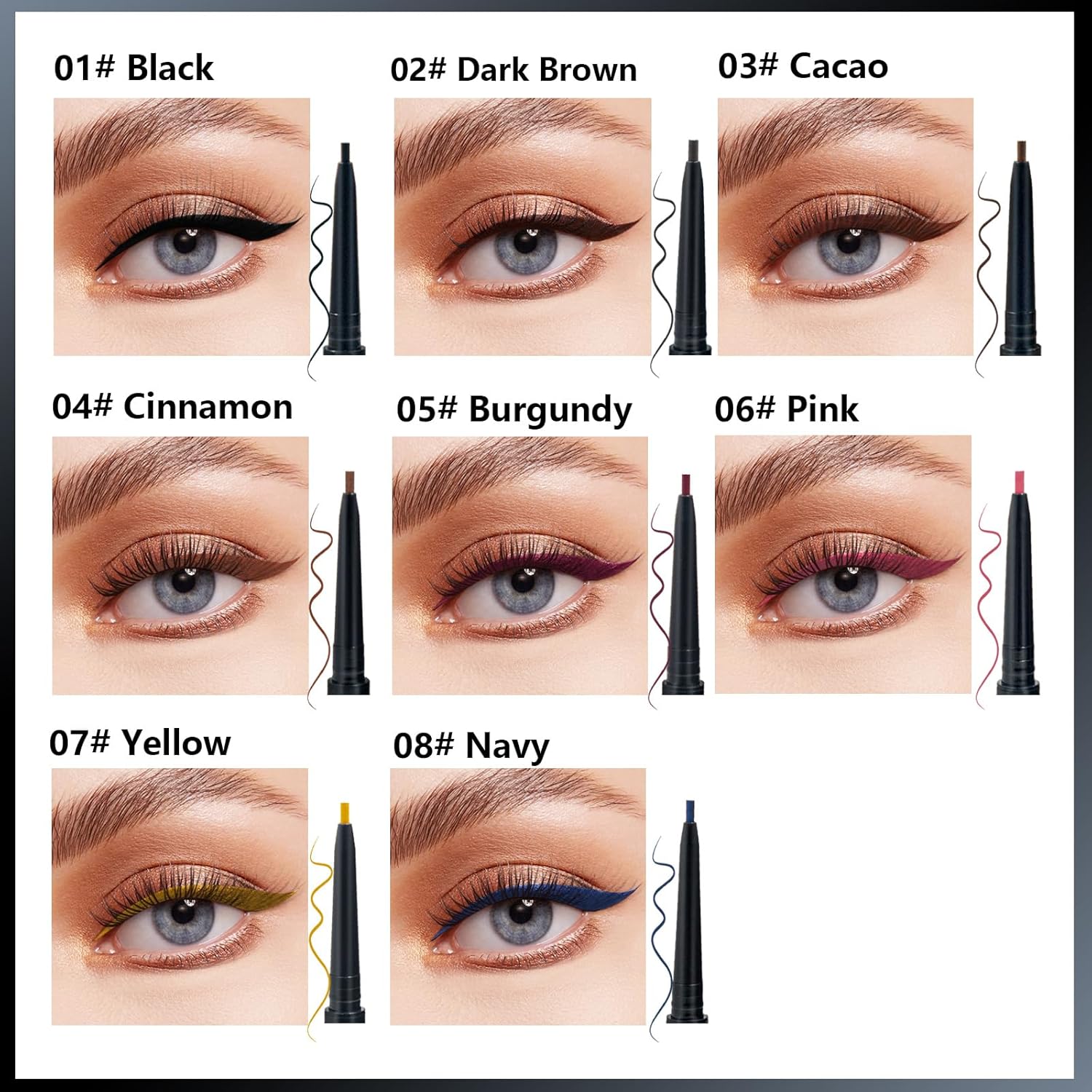 Witch's Pouch Gel Eyeliner Pencil Waterproof Smudge Proof, Long-Lasting Eye Liner, High-Intensity Colored, Ultra-Smooth Korean Eye Pencil Eye Makeup (02 Dark Brown)