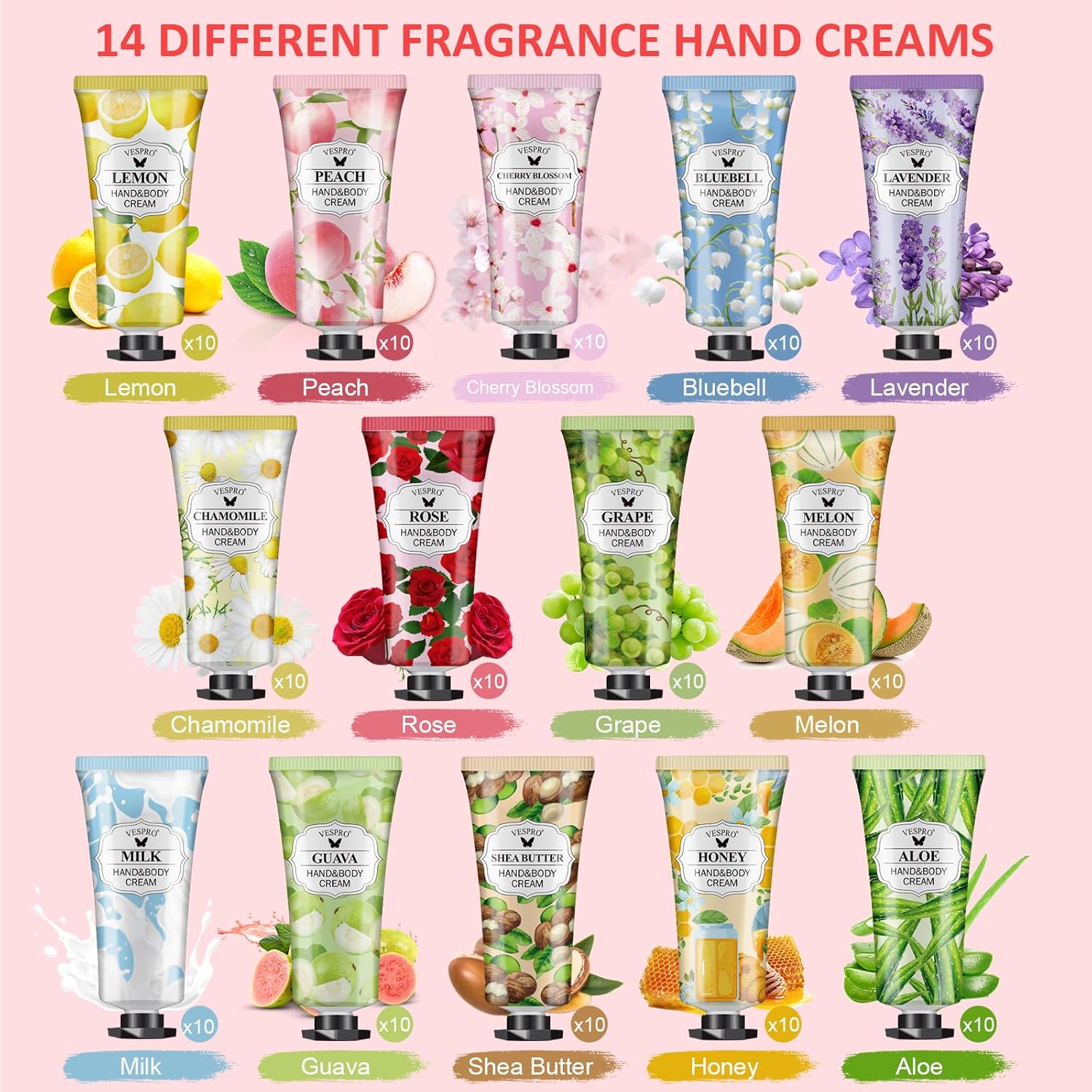 VESPRO 140 Pack Hand Cream Gifts Set For Women, Hand Lotion Travel Size for Dry Cracked Hands, Mini Hand Cream for Teacher Gifts, Employee Appreciation Gifts, Bridal Shower Favors and Thank You Gifts