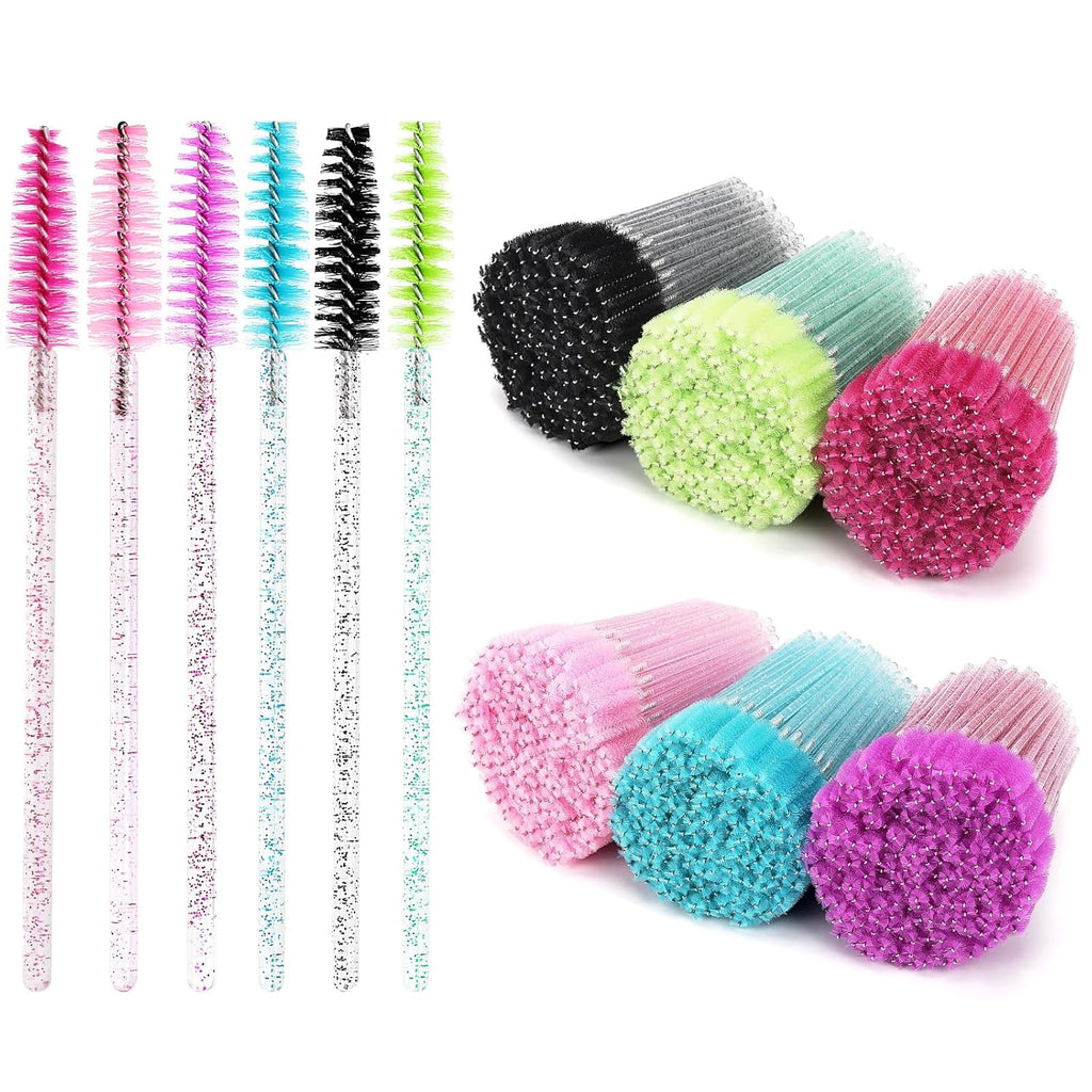 Tbestmax 1200 Disposable Eyelash Brush Crystal Eyebrow Spoolies Mascara Wands Makeup Brushes Applicators Kits for Eyelash Extensions - 6 Colors