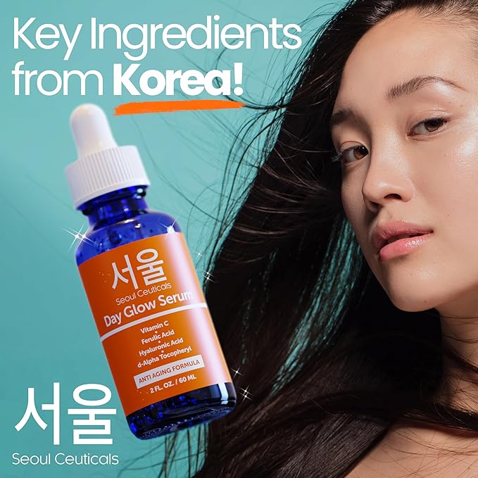 SeoulCeuticals Large 2oz Korean 20% Vitamin C Hyaluronic Acid Serum + CE Ferulic Acid - Potent Anti Aging, Anti Wrinkle K Beauty