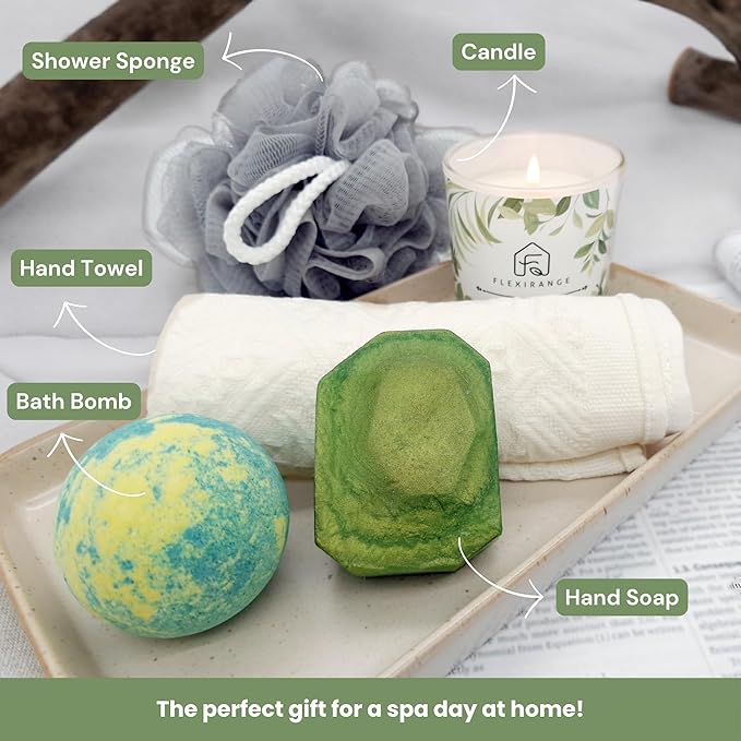 Mothers Day Gifts for Woman, Get Well Soon Gift Baskets for Women, Relaxing gifts for Women, Self Care Gifts, Spa kit for Woman, Wooden Box, Green Gifts for Wife, Girlfriend