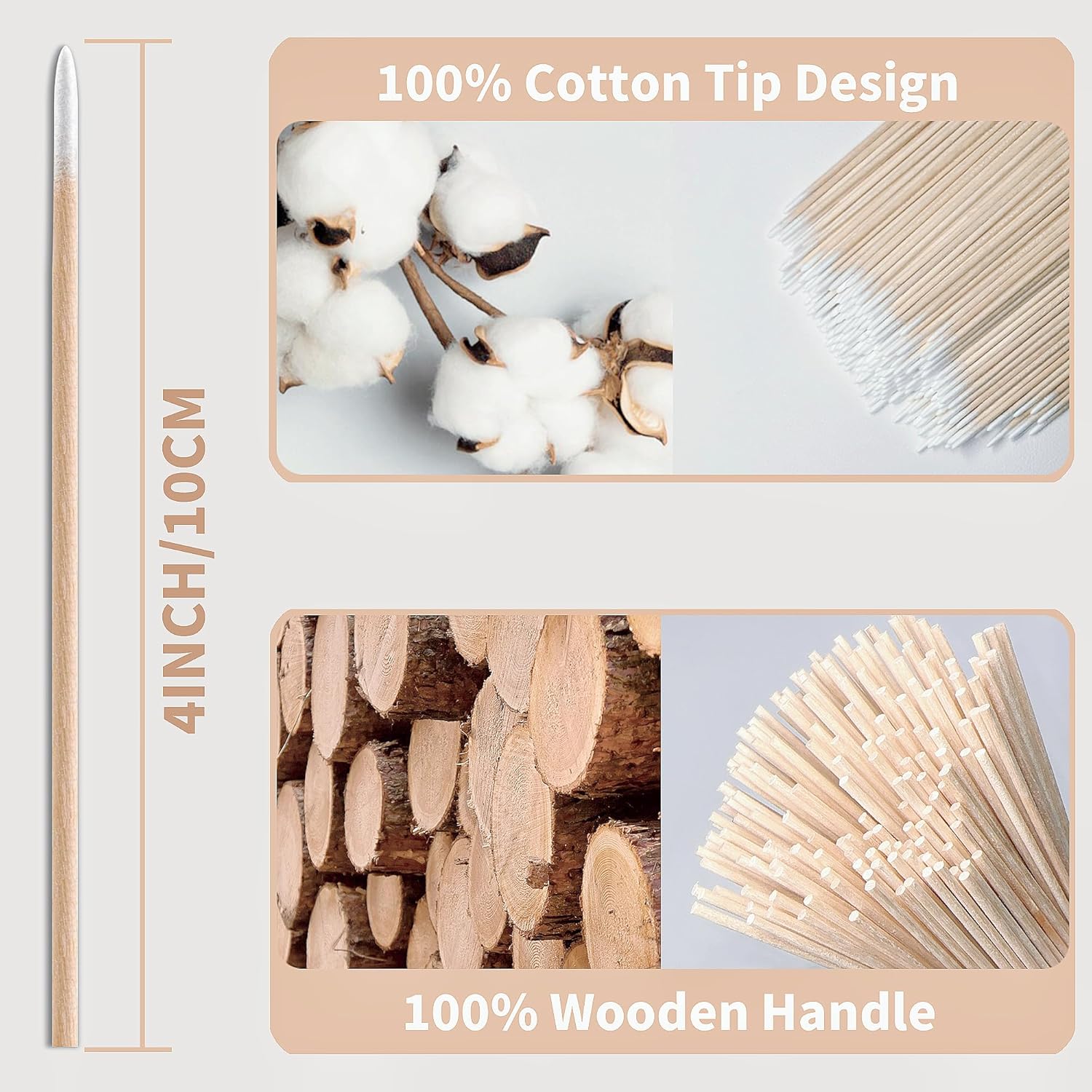 600PCS Pointed Cotton Swabs - Precision Tip Cotton Swabs - 4 Inch Microblading Cotton Swabs - Microblading Cotton Buds for Eyebrow Eyelash Extensions, Makeup, Nails, Tattoo Permanent Supplies, Craft