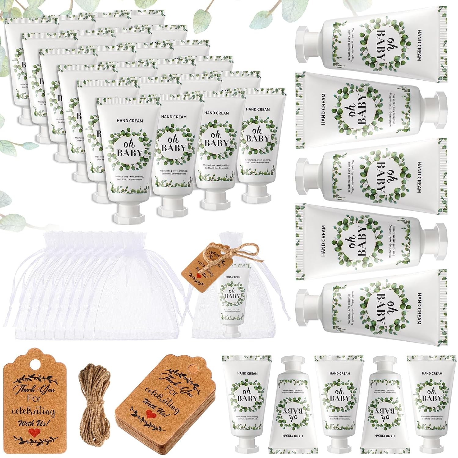 48 Sets Baby Shower Hand Cream Party Favors for Guests Gift Bulk Travel Size Hand Lotion Set for Baby Shower Wedding Christmas(Baby)