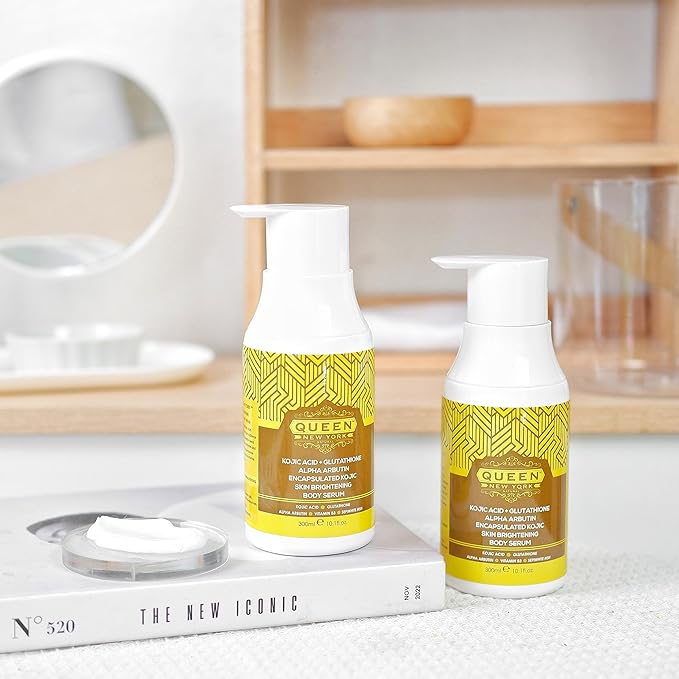 QUEEN NATURAL NEW YORK QUEEN KOJIC PLUS |Triple Booster Skin Brightening Body Lotion-Kojic Acid, Alpha Arbutin, Ginseng Extract, Nicacinamide(B3) (Pack of 2)