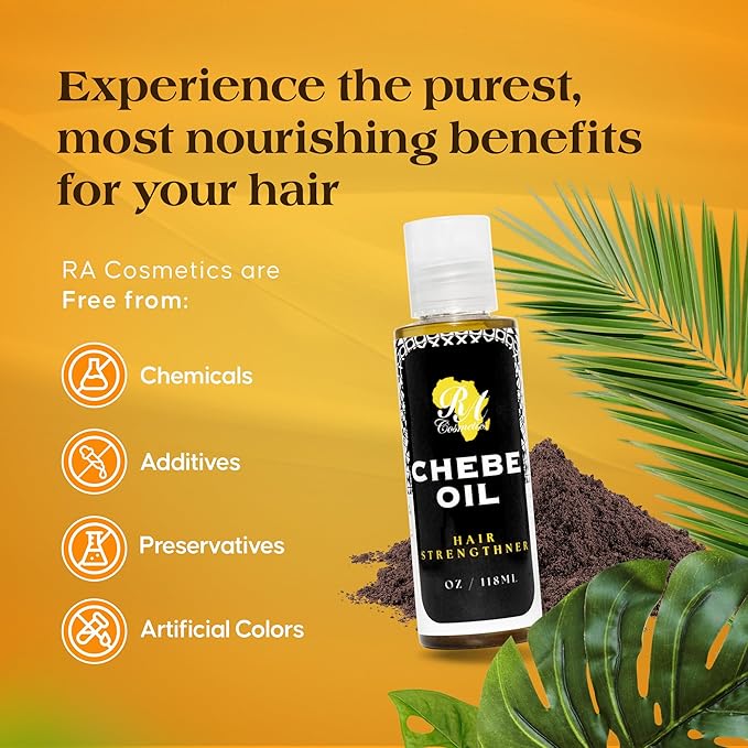 RA COSMETICS Chebe Oil- Hair Strengthening And Growth Enhancing, Moisture-Rich Formula with Chebe, Natural Oil - Rich In Nutrients - Promote Elasticity, Prevents Breakage, Nourishes Scalp-4oz