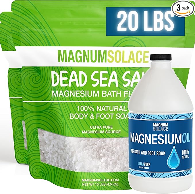 Pure Magnesium Bath Flakes & Magnesium Oil - 100% Natural Relief (3 Item Bundle)
