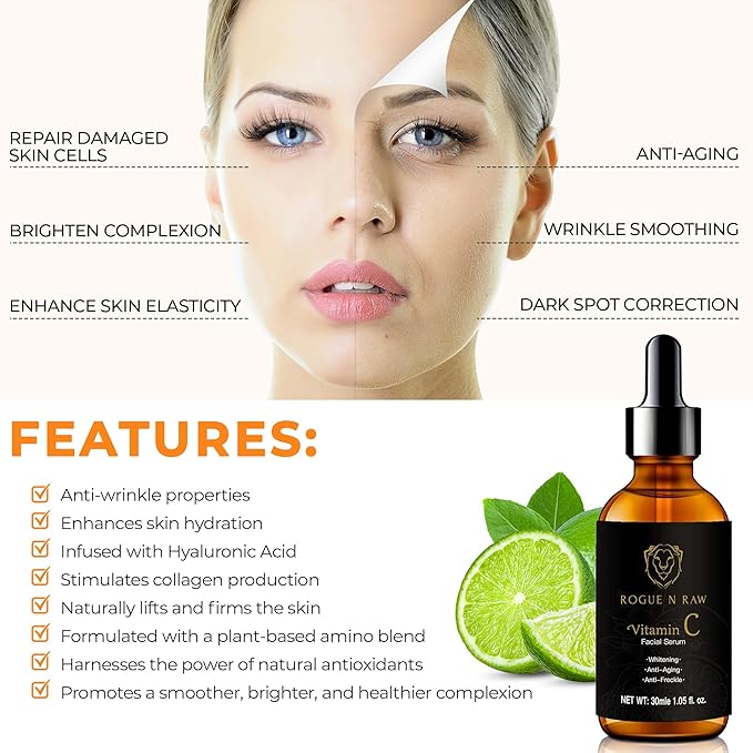 20% Vitamin C Serum 30ml - Maximum Strength Formula - Retinol, Hyaluronic Acid, Collagen - Treatment For Face & Eyes, Wrinkles