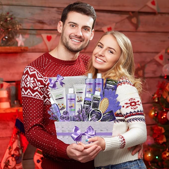 Premium Deluxe Bath & Body Gift Basket. Ultimate Large Spa Basket! #1 Spa Gift Baskets for Women (French Lavender)