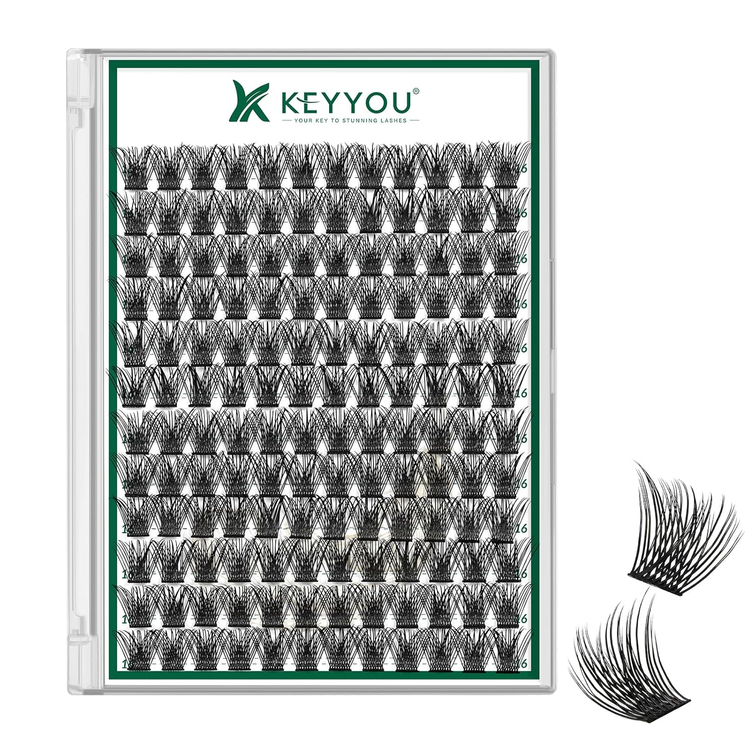 KEYYOU Lash Clusters 144pcs Individual Lashes D Curl 16mm Eyelash Clusters Super Lightweight Air Touch Cluster Lashes Soft&Wispy Comfortable Easy to DIY at Home(Air01-D-16mm)