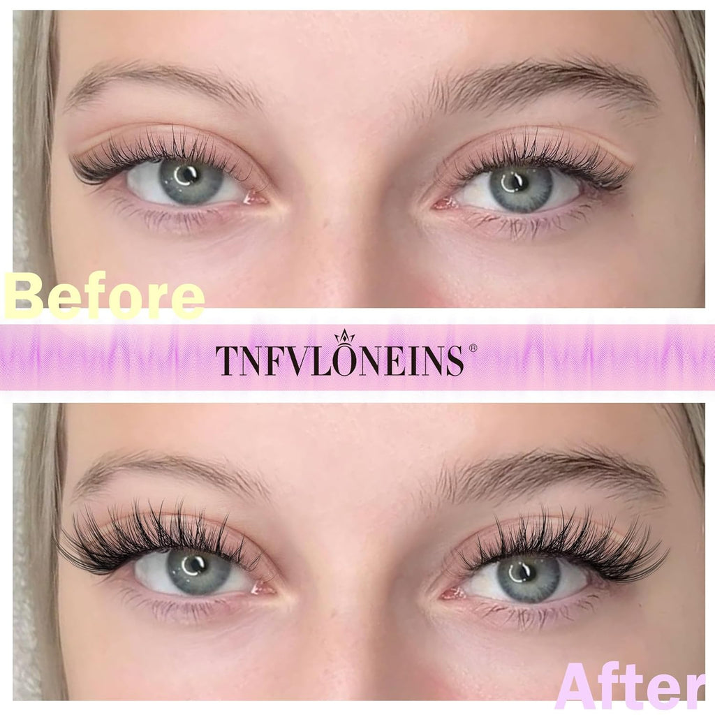 Natural Lash Clusters Kit Natural Eyelash Clusters C Curl Lash Extension Kit 8-16mm Eyelash Extension Kit DIY Individual Lashes Cluster Eyelash Extensions with Lash Remover by TNFVLONEINS