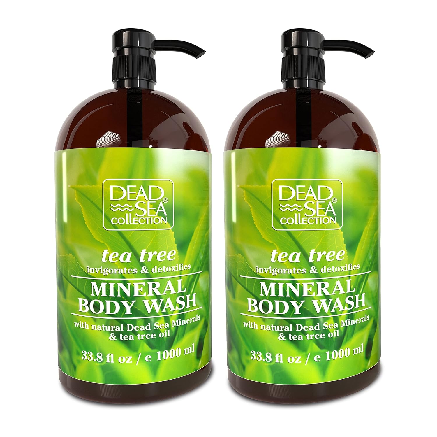 Dead Sea Collection Tea Tree Body Wash for Women and Men - with Pure Dead Sea Minerals and Tea Tree Oil - Cleanses and Moisturizes Skin - Pack of 2 (67.6 fl. oz)