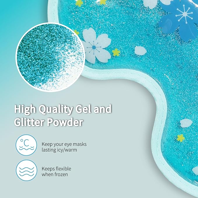 ZNÖCUETÖD Ice Mask Gel Cooling 2 Packs Reusable Cold Compress Eye Ice Pack for Dark Circles and Puffiness, Migraine, Stress Relief