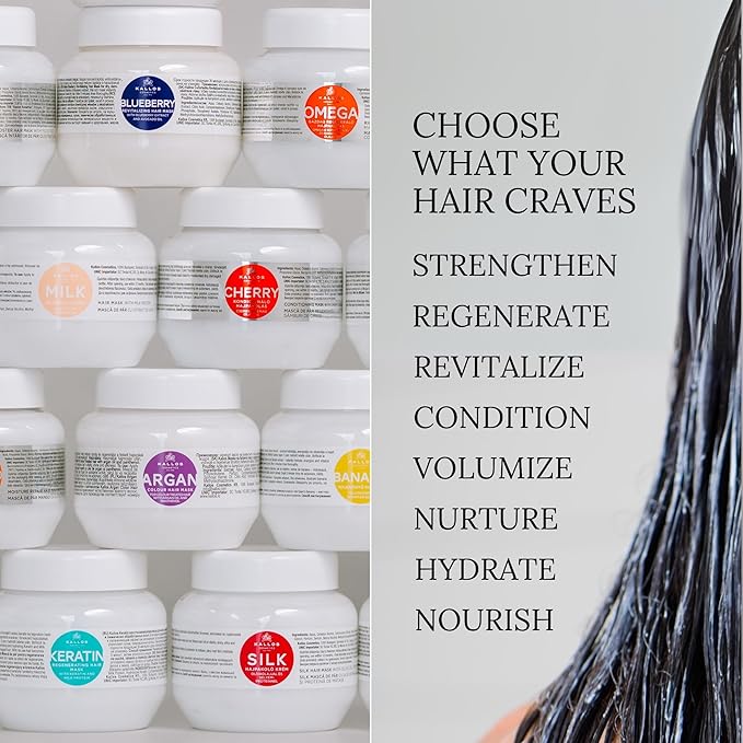 Kallos KJMN Keratin Regenerating Hair Mask with keratin and milk protein for dry, damaged and chemically treated hair 275 ml - 9,3 Fl Oz