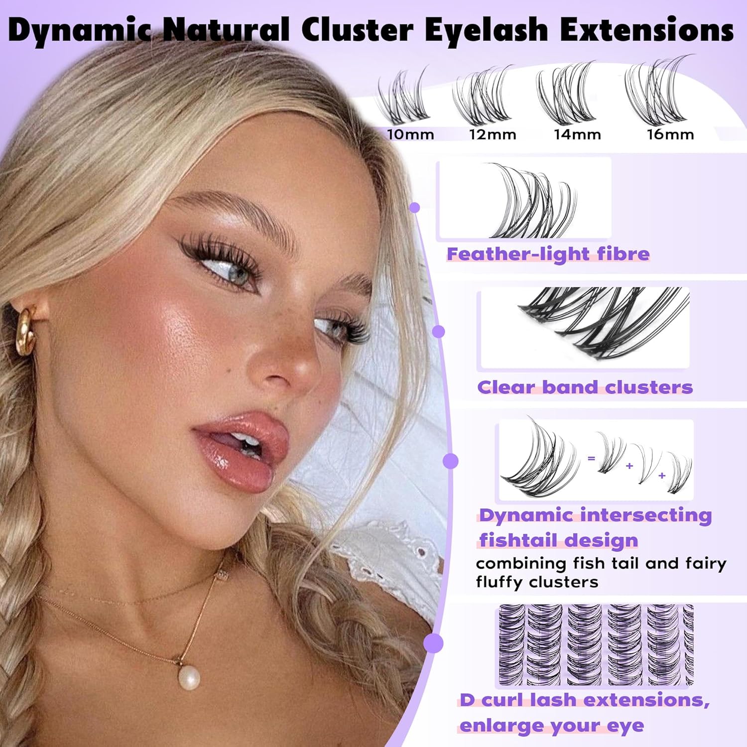 Invisible Band Lash Clusters Kit Wispy Natural Cluster Eyelash Extension Kit DIY Lash Extension Kit C Curl 10-16MM Eyelash Clusters Volume Individual Lashes Kit by Goddvenus