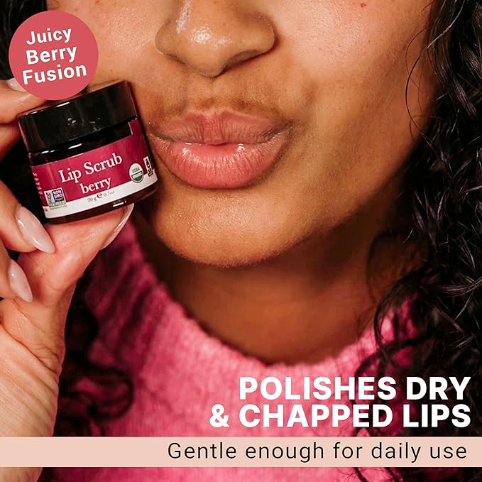 Lip Scrub Exfoliator Berry - USA Made Sugar Lip Scrubber with Natural & Organic Ingredients
