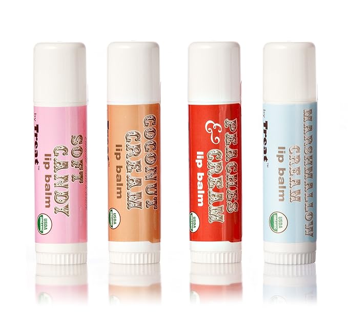 Treat Jumbo Organic Lip Balm, Marshmallow Cream, Cruelty Free .50 Ounces, White