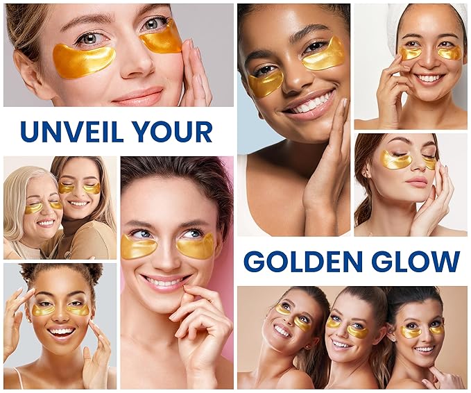 Stylia Under Eye Patches for Dark Circles and Puffy Eyes (20 Pairs) - 24k Gold Collagen Mask with Hyaluronic Acid, Eye Masks for Dark Circles and Puffiness, Gifts for Women, Valentines Day Gifts