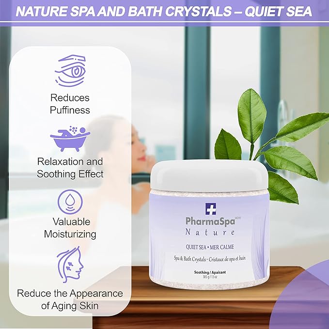Nature: Spa and Bath Crystals with All-Natural Extracts - 385 g/13 oz – Epsom Bath Salt for Hot Tub Aromatherapy and Relaxation – Gluten Free, Parabens Free, Cruelty Free (Quiet SEA)