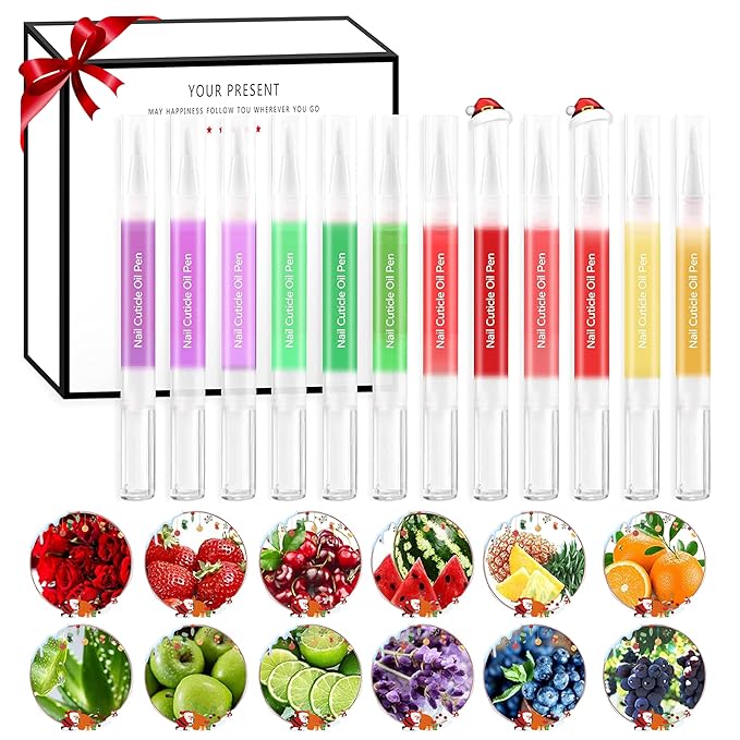 AIJIMEI 12pcs Nail Cuticle Oil Pen Gel Nail Oil Pen Nourishment Polish With Vitamins Moisturized Gel Repair Care Cuticle Oils