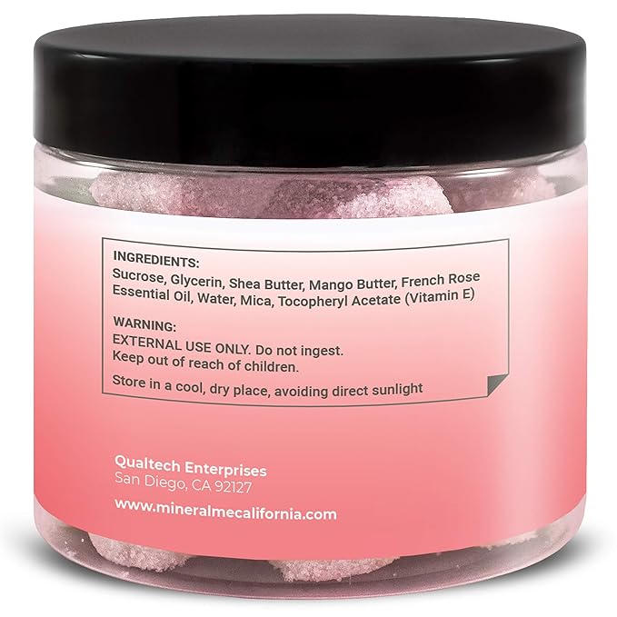 Body Scrub Exfoliator - 12oz FRENCH ROSE Sugar scrub cubes w/Mango Butter & Shea butter- Ultra Hydrating & Moisturizing - Natural & Organic for all body exfoliation- For hands, arms, legs & foot