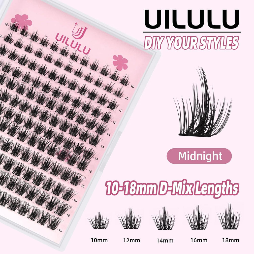 Lash Clusters D Curl Invisible Band Clusters Lashes 0.07D 10-18 MIX 144 Eyelashes Individual Lashes DIY Lash Extensions at Home False Lashes Wide Band Wispy Eye Lash Clusters U06 Lash